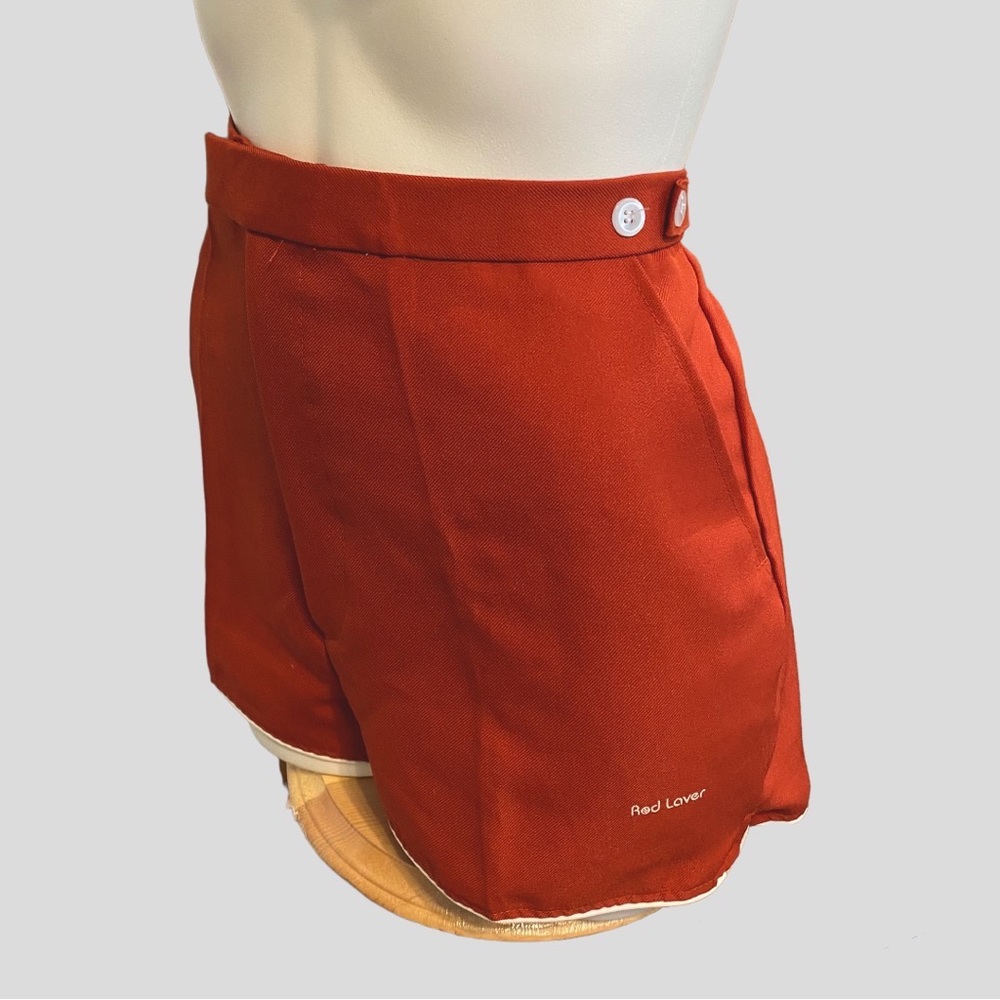 Vintage Rod Laver Tennis Shorts High Waist Burnt Orange Pockets Waist 30-32